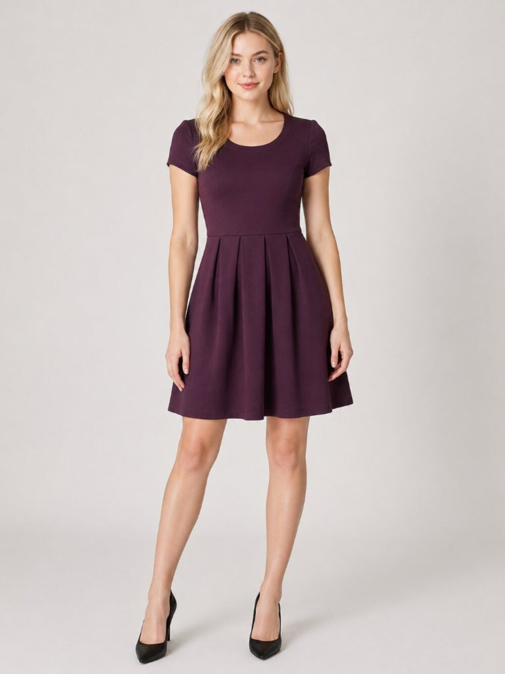 Maison Jules - Women's Purple Scoop Fit and Flare Dress - Sz XS